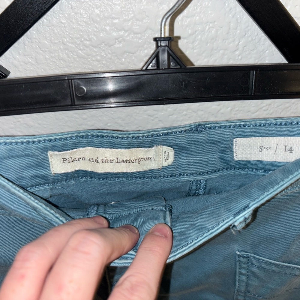 Pilcro & The Letterpress Utility Button Front Skirt Size 14 – Blue - Picture 4 of 5